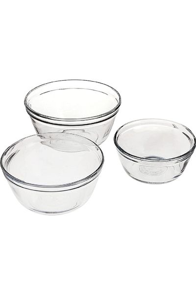 Anchor 3-Piece Durable Glass Mixing Bowl Set Clear