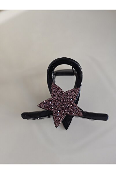 DEMİR ACCESORİES Women's Pink Stone Star Figured Black Buckle