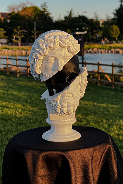 MİLSO 3 Parça Modern Büst Heykel – Mermer Desenli & Siyah İskelet Tasarım - 2...