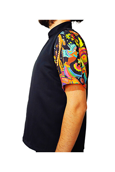 Ant Rotagrup Üniforma ve İş Elbiseleri Μπουφάν Cook με μοτίβο Unisex κοντομάνικο Chef Cook Μπουφάν κουζίνας Ethnic μοτίβο