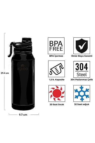 IGLOO Sportsman 1.2 Liter Thermos Flask Black