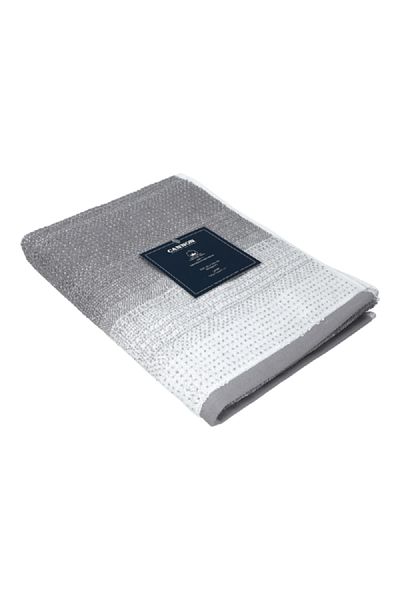 Cannon High Quality Cotton Yarn Dyed Towel White and Grey 50 x 100cm