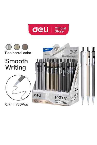 Deli E6491 Mechanical Pencil 0.7mm, Assorted Colors, 36pcs – ideal for smooth writing