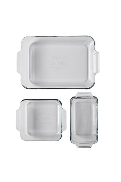 Anchor 3-Piece Oven Basics Dishwasher and Microwave Safe Roaster Set Clear