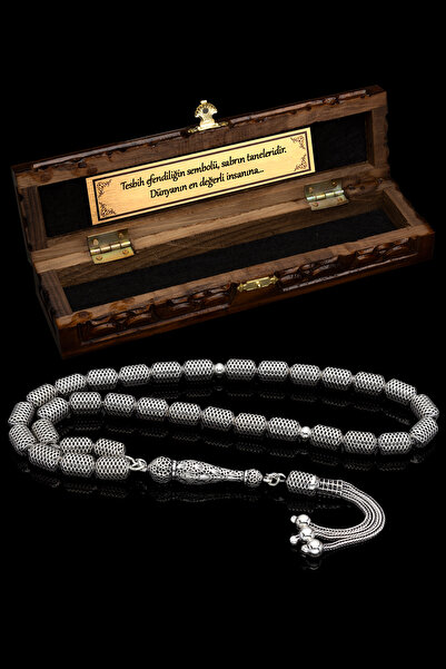 OTTOTESBİH Sertifikalı Erkek Gümüş Tespih 7x10mm 28Gr Kapsül Kesim