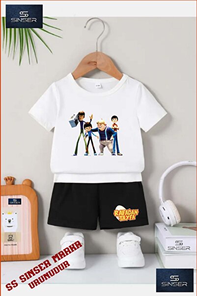 SS SİNSER Çocuk UNISEX “RAFADAN TAYFA TEYP 4LU“ Özel Baskılı Bisiklet Yaka Tişört - Şort Takım