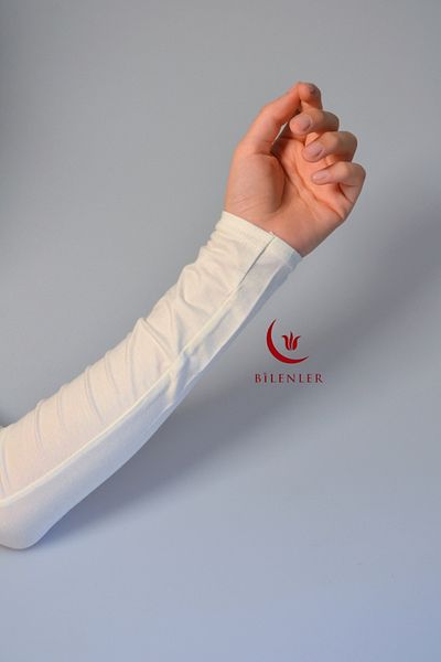 Bilenler Practical Hijab Combed Cotton Sleeve- Prayer Sleeve-Beige