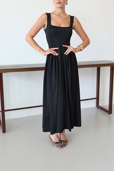 LOISY Rochie de damă cu guler pătrat cu bretele groase