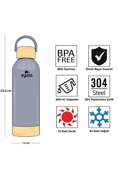 IGLOO Hydrate Pro Botte 500ml Thermos Flask Gray