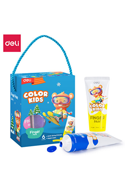 Deli مجموعة ألوان الأصابع EC23-6، 75 مل × 6 - مثالية للرسم الممتع والآمن والم...