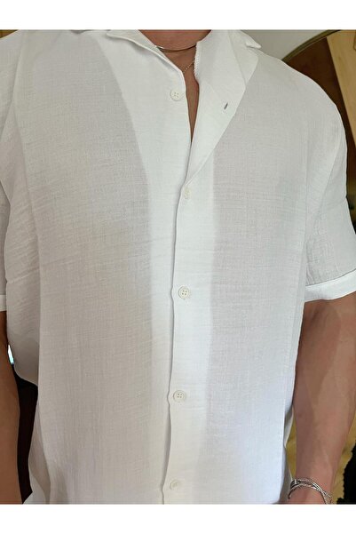 Pubblica Men's White Muslin Fabric Top and Bottom Set