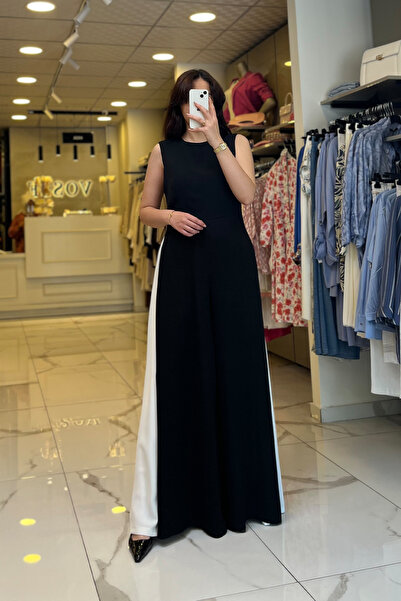 Vosse Mi Siyah Parça Detaylı Sıfır Kollu Tulum