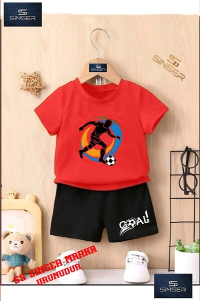 SS SİNSER تي شيرت للأطفال للجنسين "COLORFUL FOOTBALLER CIRCLE CANVAS" مطبوع ح...