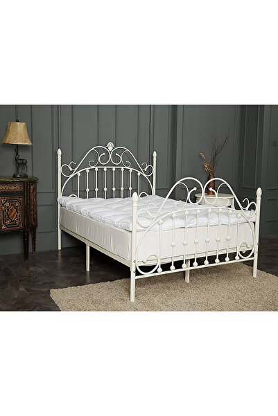 TrentonGCC Elegant Metal Bed Frame | 90x190 cm | Decorative Headboard & Footboard