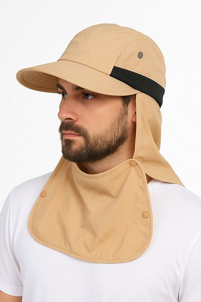 CosmoOutlet Men's Beige Colored Uv and Neck Protection Outdoor and Camping Hat