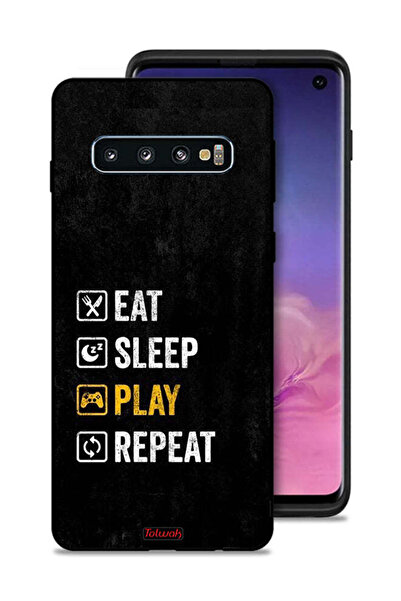 Tolwak غطاء حماية لهاتف Samsung Galaxy S10، تناول الطعام، النوم، اللعب، التكرار