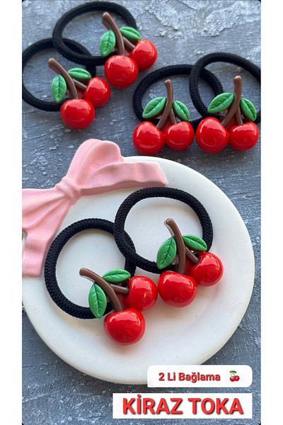 GÜLPEŞE 2 Pack Red Cherry Elastic Buckle Lmr-771