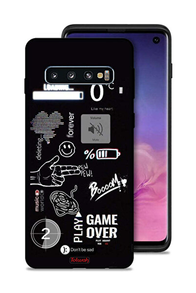 Tolwak غطاء حماية لهاتف Samsung Galaxy S10 مطبوع عليه Game Over Pew Pew