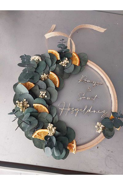 lolipophobi Eucalyptus and Portrait Themed Door Ornament, Baby Door Ornament, Decor, Newborn