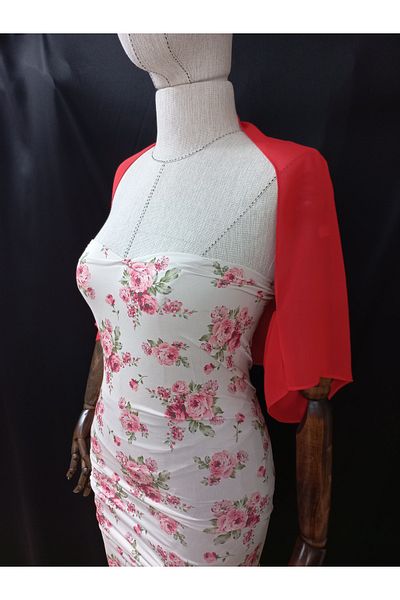 es moda shop Ariane Chiffon Short Sleeve Shawl Pomegranate Flower