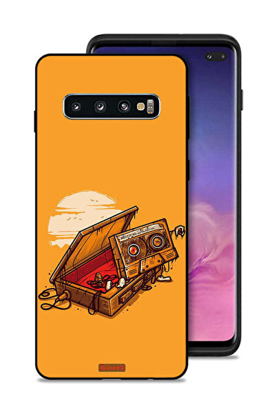 Tolwak غطاء حماية لهاتف سامسونج جالاكسي S10 بلس - تصميم شريط كاسيت وشريط لاصق