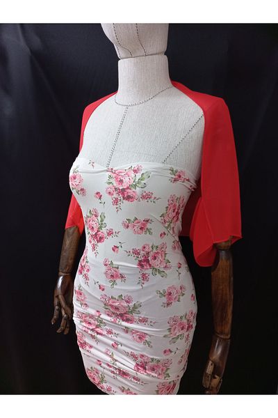 es moda shop Ariane Chiffon Short Sleeve Shawl Pomegranate Flower