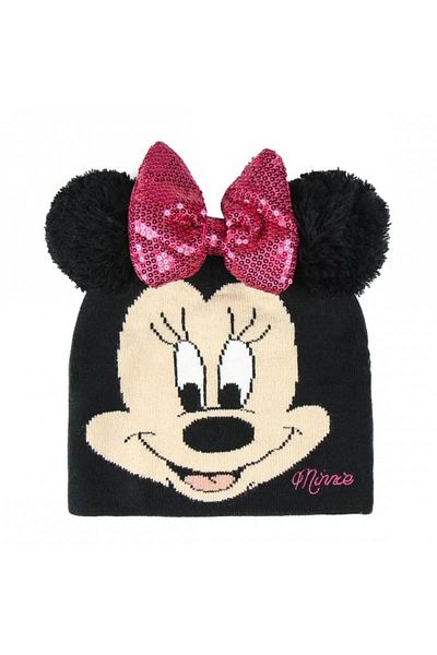 Cerda Minnie Mouse Beanie with Bow – Black