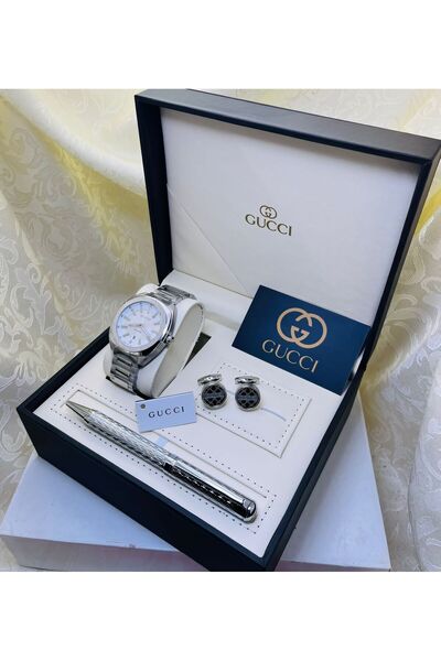 gucca طقم جوتشي رجالي كبك + علبه + كيس + قلم من نفس الماركه