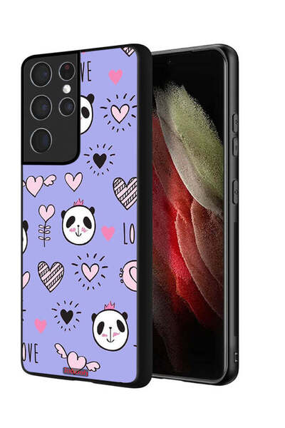 Tolwak Samsung Galaxy S21 Ultra 5G Protective Case Cover Love And Panda Doodle