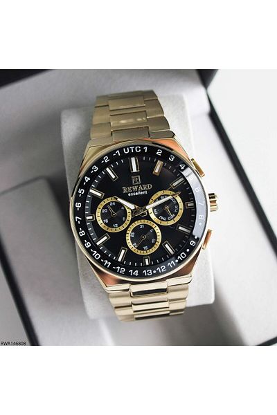 Reward Excellent Rwa146808 Golden Yellow Stainless Steel Men Wrist Watch