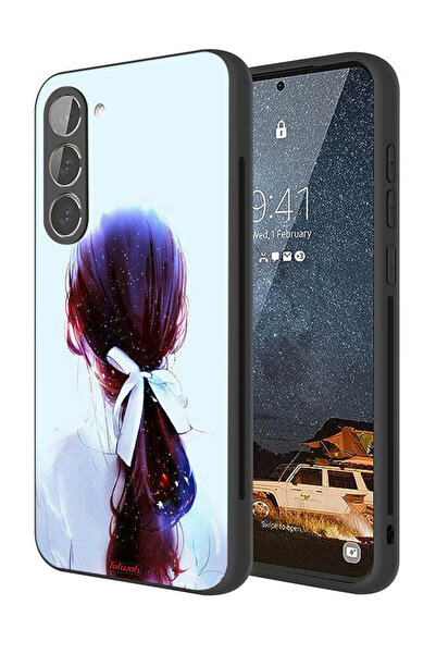 Tolwak غطاء حماية لهاتف Samsung Galaxy S23 5G مع ربطة شعر وفن فتاة مع رباط شعر