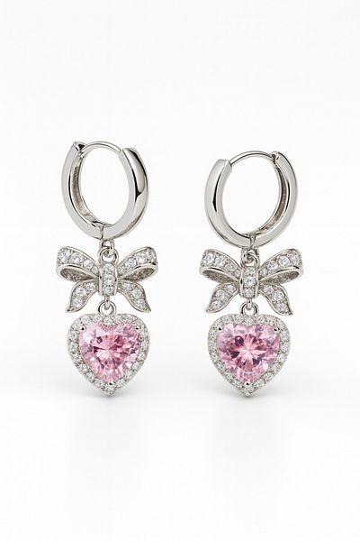 MakeWell Stainless Tarnish Free Steel Earrings with Heart Wing and Bow Heart Design