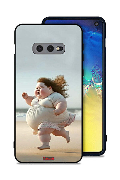 Tolwak غطاء حماية لهاتف Samsung Galaxy S10e بتصميم فتاة سمينة تركض