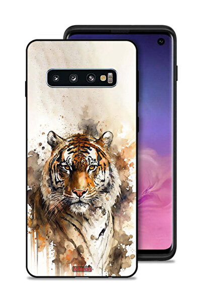 Tolwak غطاء حماية لهاتف Samsung Galaxy S10 بتصميم فن تجريدي من جلد الفهد