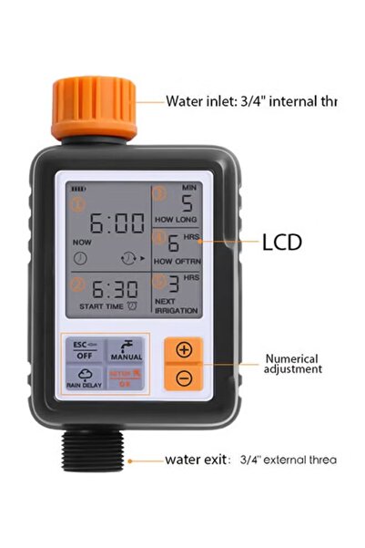 Primo Plus Large Screen Automatic Watering Timer Black/Orange