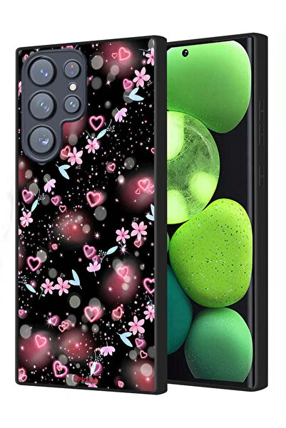 Tolwak غطاء حماية لهاتف سامسونج جالكسي S22 ألترا 5G بنقشة قلوب وأزهار صغيرة