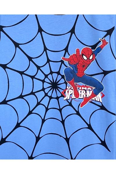 LİTTLE TORTOİSE Boy's Spiderman Printed Crew Neck Shorts Suit