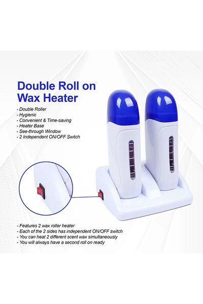 Viva Professional Double Roll-on Wax Heater Set with Charging Base, Blue and White