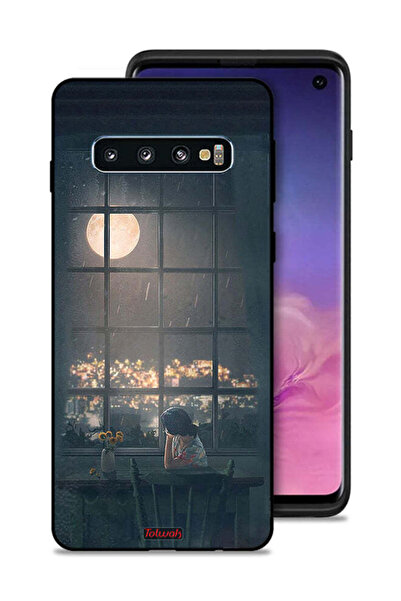 Tolwak Samsung Galaxy S10 Protective Case Cover Looking At Moon Art