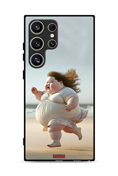 Tolwak غطاء حماية لهاتف سامسونج جالاكسي S24 ألترا 5G، صورة فتاة سمينة تجري
