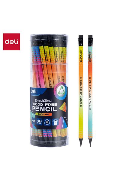 Deli EC050-HB HB Graphite Pencil 48pcs Box, Triangular Color Barrel – ideal for writing & drawing