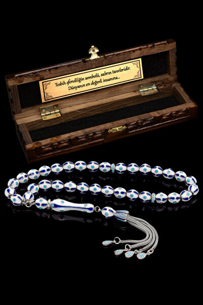 OTTOTESBİH Sertifikalı Erkek Gümüş Tespih 7.5mm 49Gr Küre Kesim