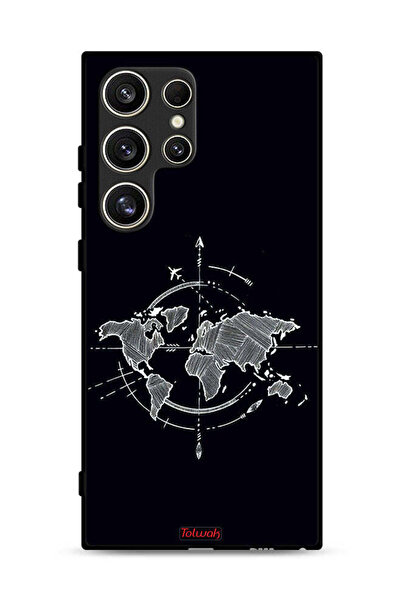 Tolwak غطاء حماية لهاتف سامسونج جالاكسي S24 ألترا 5G برسومات البوصلة