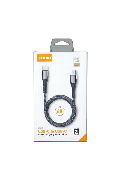 LDNIO كابل بيانات شحن سريع LC102 من USB-C إلى USB-C بقوة 65 واط وبطول 2 متر