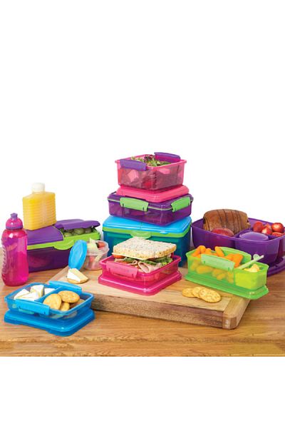Sistema Triple Split Lunch Box with Yogurt Pot Assorted Color 2 Liter