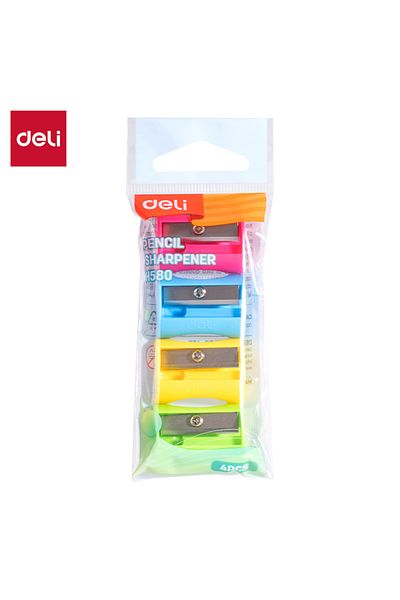 Deli EH580 4-Color Compact Pencil Sharpener Set – ideal for school and travel use