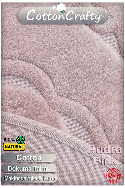 CottonCrafty Βαμβακερό υφαντό χαλάκι μπάνιου που απορροφά το νερό, χαλί μπάνιου ROYAL 60X60 CM POWDER PINK