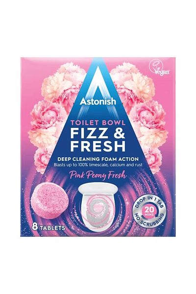 Astonish Tablete pentru curatat vasele de toaleta Astonish, bujor roz, 8 buc