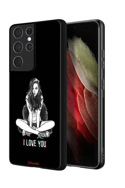Tolwak غطاء حماية لهاتف سامسونج جالاكسي S21 ألترا 5G برسومات "أحبك"