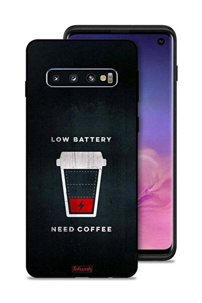 Tolwak غطاء حماية لهاتف Samsung Galaxy S10 - بطارية منخفضة - تحتاج إلى قهوة